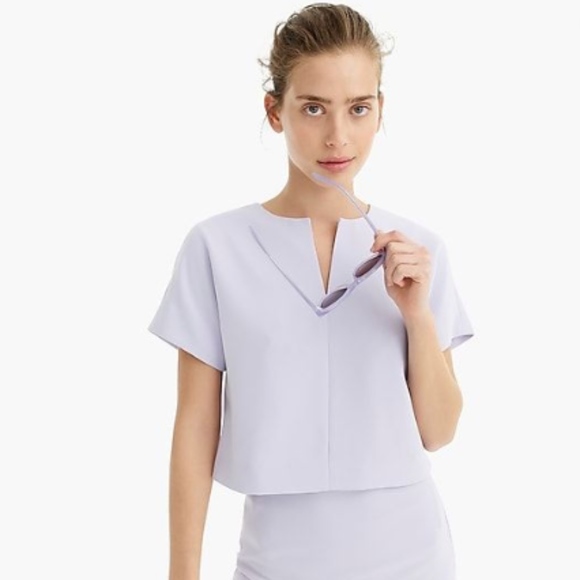 J. Crew Tops - J. Crew Navy cropped Long-sleeve tip in 365 crepe